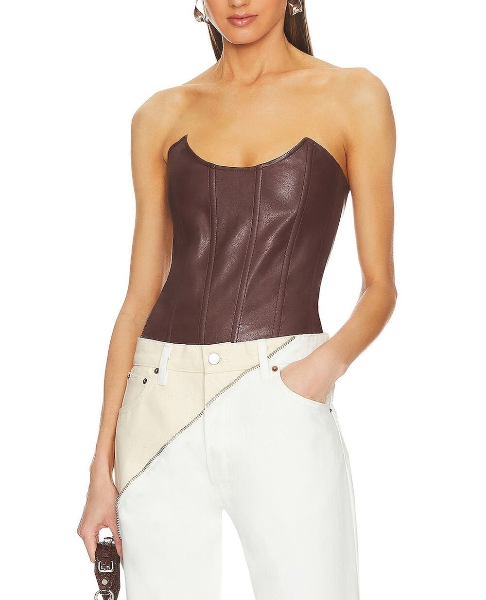 Miaou Sleek Brown Leia Corset Top Size S
